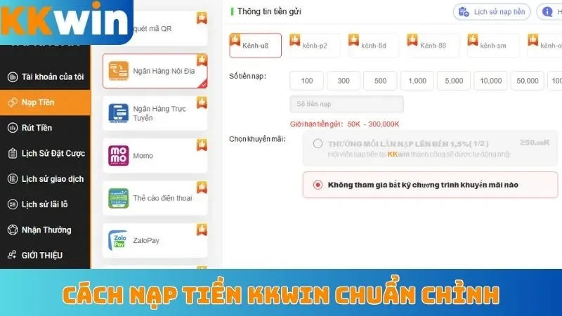 Cách nạp tiền KKWin chuẩn chỉnh